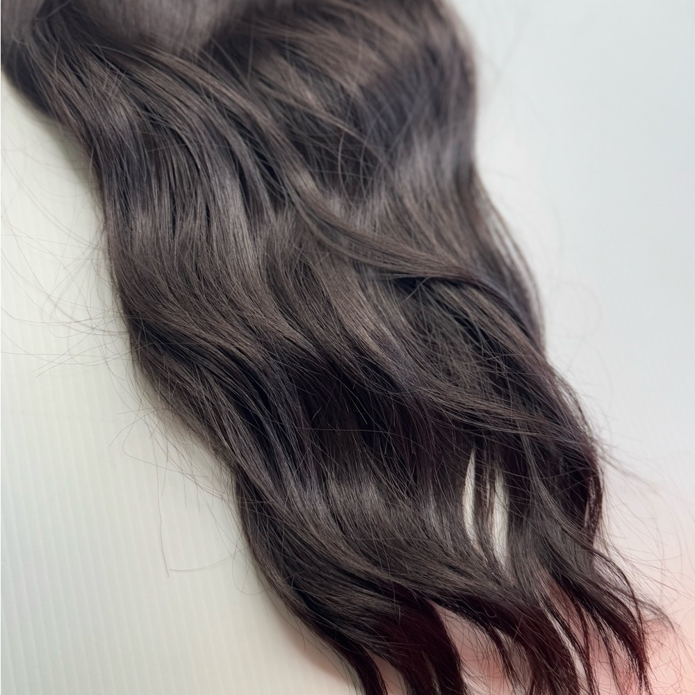 Dark Brown Clip in hair extensions 22 in Water Wave hair - Picture 12 of 14